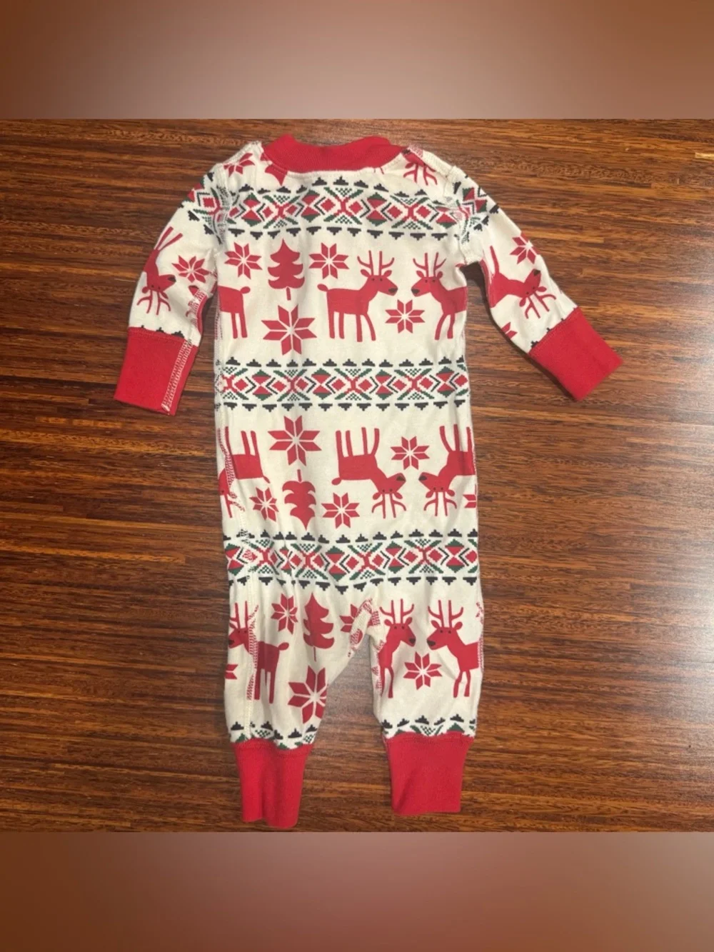 Hanna Andersson Holiday Dear Deer Baby Zip Sleeper size 50 0-3 months